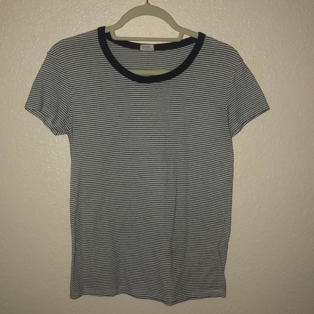 navy and white striped tee